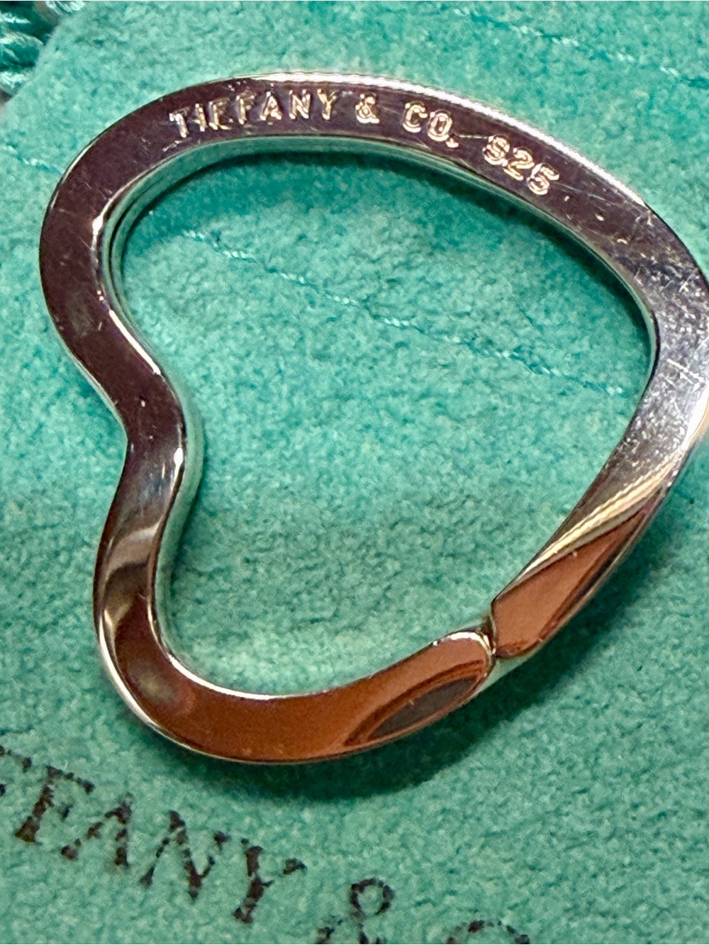 Tiffany & Co. Vintage Elsa Peretti Open Heart Silver Key Ring Charm Pendant